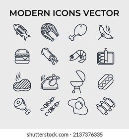 Meat food set icon symbol template for graphic and web design collection logo vector illustration