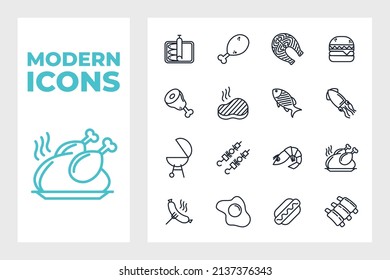 Meat food set icon symbol template for graphic and web design collection logo vector illustration