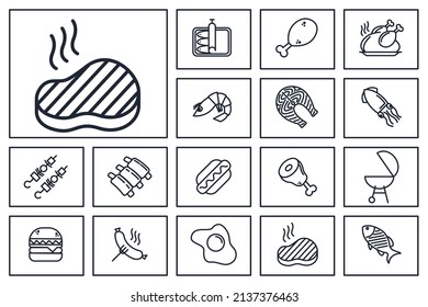 Meat food set icon symbol template for graphic and web design collection logo vector illustration