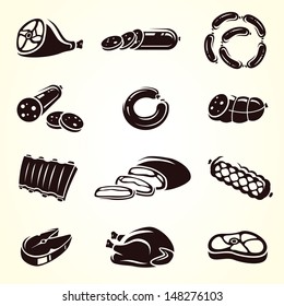 Meat food set. Vector