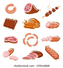 Meat food set. Vector