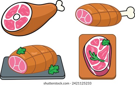 Ilustración del elemento del vector alimentario de carne