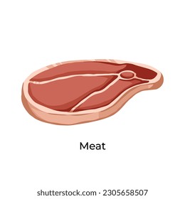 Meat food vector illustration isolated on square white background template. Simple flat yummy and delicious food drawing with cartoon art style.