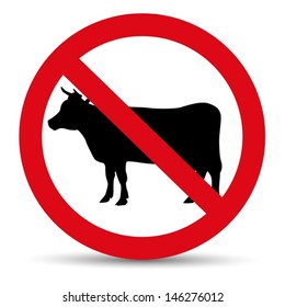 Meat forbidden sign. Silhouette of cow.