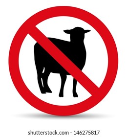 Meat forbidden sign. Silhouette of sheep.