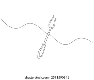 Meat fork continuous line. Continuous one line drawing meat fork. Kitchen fork concept. single line drawing