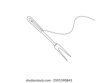 Meat fork continuous line. Continuous one line drawing meat fork. Kitchen fork concept. single line drawing