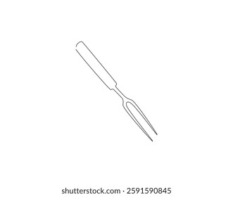 Meat fork continuous line. Continuous one line drawing meat fork. Kitchen fork concept. single line drawing