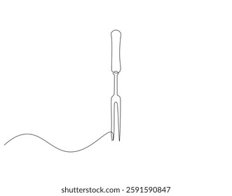 Meat fork continuous line. Continuous one line drawing meat fork. Kitchen fork concept. single line drawing