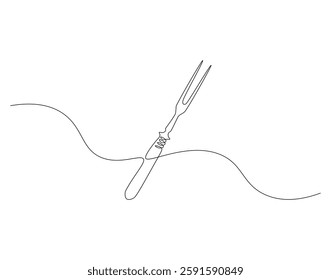 Meat fork continuous line. Continuous one line drawing meat fork. Kitchen fork concept. single line drawing