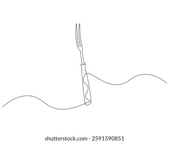 Meat fork continuous line. Continuous one line drawing meat fork. Kitchen fork concept. single line drawing