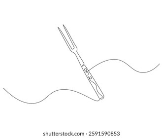 Meat fork continuous line. Continuous one line drawing meat fork. Kitchen fork concept. single line drawing