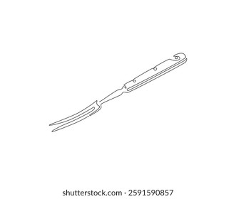 Meat fork continuous line. Continuous one line drawing meat fork. Kitchen fork concept. single line drawing