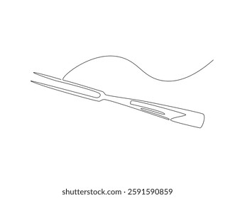 Meat fork continuous line. Continuous one line drawing meat fork. Kitchen fork concept. single line drawing