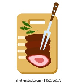 meat fork flat illustration on white