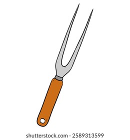 meat fork illustration hand drawn isolated vector