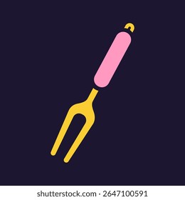Meat fork. Kitchenware icon. Color vector kitchen utensil and tool. Cutlery illustration