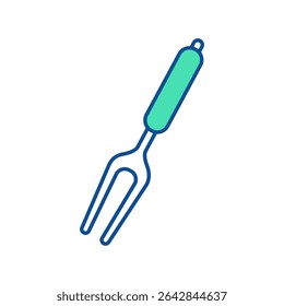 Meat fork. Kitchenware icon. Line vector kitchen utensil and tool. Cutlery illustration