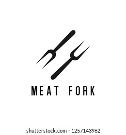Meat fork logo design template vector illustration