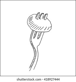 meat with fork vector drawing illustration,  in hand drawn sketch style,  
for restaurant and cafe design