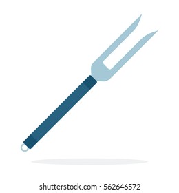Meat fork vector flat material design object. Isolated illustration on white background.