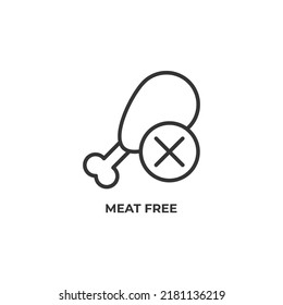 meat free line icon. linear style sign for mobile concept and web design. Outline vector icon. Symbol, logo illustration. Vector graphics