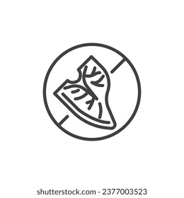 Icono de línea libre de carne. signo de estilo lineal para concepto móvil y diseño web. Icono vectorial del contorno de alimentos sin carne. Símbolo, ilustración del logotipo. Gráficos vectoriales