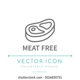 Meat Free Line Icon. Vegan Friendly Food Vector Symbol.