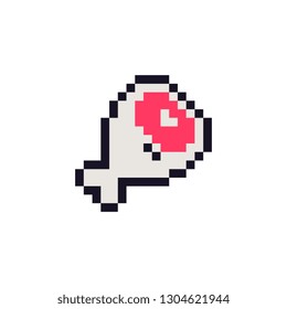 Meat game pixelated icon element design for logo, app, web, sticker. Chicken leg isolated abstract vector pixel art illustration. Video game sprite. 
