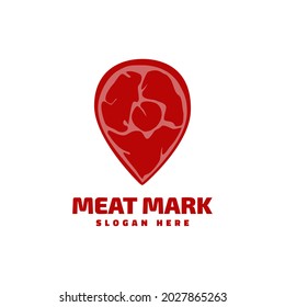 
meat GPS map location pin logo. butcher shop, restaurant location pin icon design.