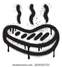 Meat graffiti with black spray paint.vector illustration.