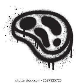 Meat graffiti with black spray paint.vector illustration.