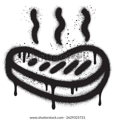 Meat graffiti with black spray paint.vector illustration.