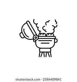 meat grill icon. home appliance icon line style. perfect use for logo, presentation, website, and more. modern icon design outline style