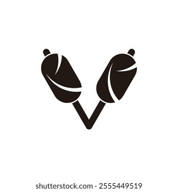 meat grill letter v sausage logo vector 