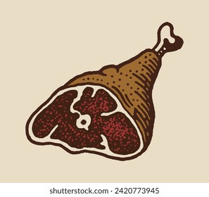 Meat and grill vector clipart illustration. Detailed stippling illustration. steak, steak house