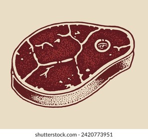 Ilustración de clípart vector de carne y parrilla. Ilustración detallada. filete, steak house