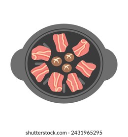 meat grilling on barbecue illustration