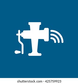 Meat Grinder Flat Icon On Blue Background