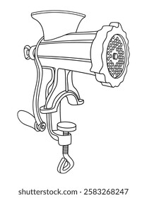 Meat grinder - hand drawn black and white vector illustration.