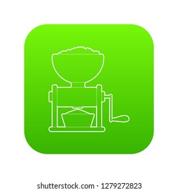 Meat grinder icon green vector isolated on white background