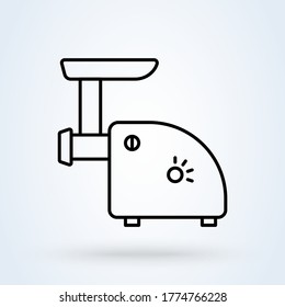Meat grinder icon in line design style isolated on white background. Meat mincer symbol.