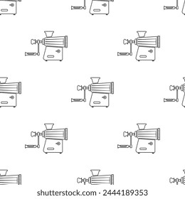 Fleischwolf-Symbol nahtloses Muster, Fleischwolf-Symbol, Küchengerät für feines Zerkleinern Vektorgrafik Illustration