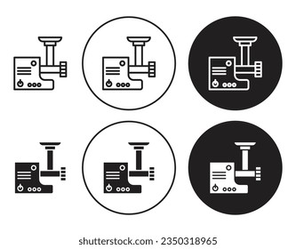 Symbol für Fleischschleifer-Symbol-Set. Elektrische Hackmaschine Vektorsymbol in schwarzer Farbe. 