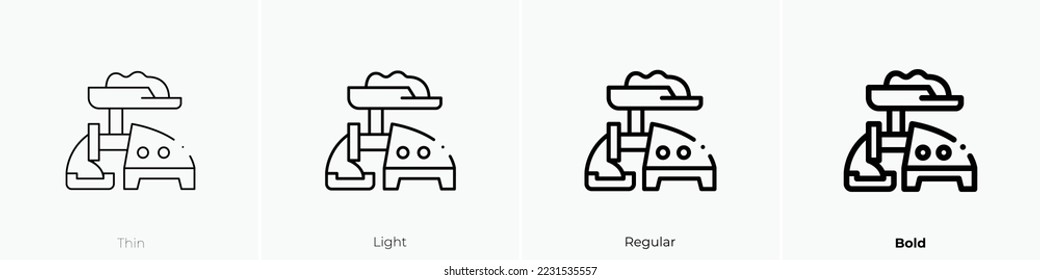 meat grinder icon. Thin, Light Regular And Bold style design isolated on white background