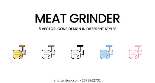 Meat grinder icons set, color line, outline, glyph, gradient line, duo tone, icon isolate white background vector stock illustration
