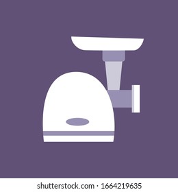 Meat grinder isolated. Household kitchen appliances. Vector flat illustration.