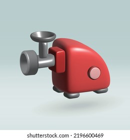 Meat grinder isolated vector 3d icon. red Meat grinder 3d illustration.