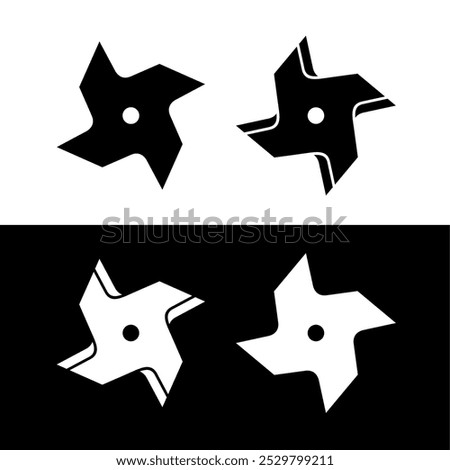 Meat grinder knife icon. Symbol of chopping, mincing or ground meat. Cutting knife with 4 blades. Ninja sprocket, throwing weapon. Part of a mechanical or electromechanical tool for chopping food.