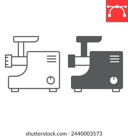 Meat grinder line and glyph icon, home appliances and kitchen equipment , electric mincer vector icon, vector graphics, editable stroke outline sign, eps 10.